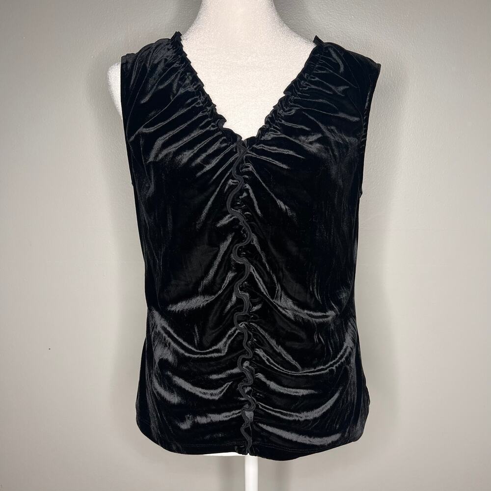 VTG‎ Apostrophe Stretch Velvet Y2K Top Sz M Ruched Velvet 90s Withcy Whimsygoth